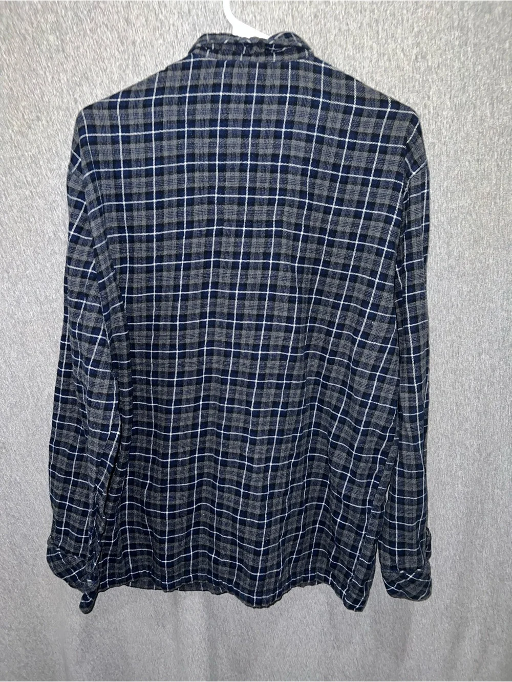 Stafford Blue and Black Plaid Button-Down Shirt